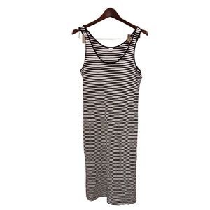 Beetlejuice Black White Striped Tank Style Dress Old Navy Medium Petite BEACHY